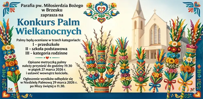 Konkurs Palm Wielkanocnych 2026 - zapraszamy do zapoznania się ze szczegółami - kliknij w tą grafikę!